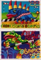 Norman Catherine; Fook Island '88 Olympic Games Postcards: Leapfrog; Rhinocerook, two
