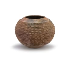 Mncane Nzuza; Pit-fired earthenware pot with relief patterns