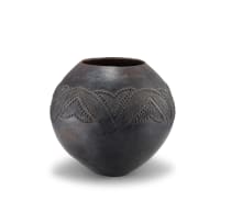 Mncane Nzuza; Pit-fired earthenware Ukhamba with relief and incised patterns