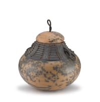 Naomi Klingenberg; Pear-shaped ceramic pot with relief and incised neck band embellished with beads