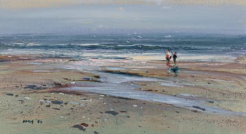 Mel Brigg; Beach Scene with Two Fishermen