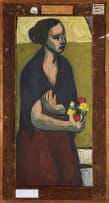 Erik Laubscher; Abstract Composition (recto); Figure Holding a Bouquet (verso)