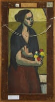 Erik Laubscher; Abstract Composition (recto); Figure Holding a Bouquet (verso)