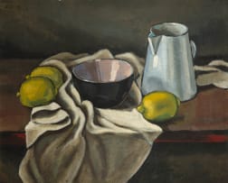 David Botha; Still Life with Lemons, Bowl and a Jug