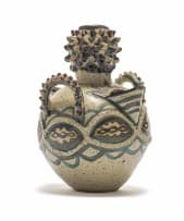 Dinah Molefe; Double-spouted vessel with incised and relief decoration