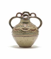 Lephina Molefe; Double-spouted vessel with decorative handle and relief decoration