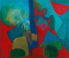 Lettie Gardiner; Untitled (Organic Abstract with Red and Blue)