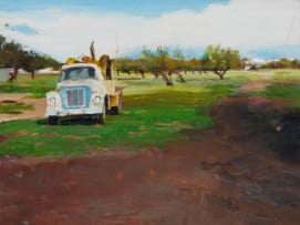 Clare Menck; House with Green Panes, Fraserburg II; Farmhouse Outside Merweville II; Truck with Trailer, Worcester II, three