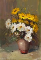 Wessel Marais; Daisies in a Vase