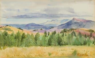 Walter Battiss; Landscape with Distant Mountains