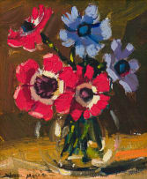 Wessel Marais; Anemones in a Vase