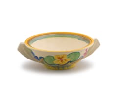 Clarice Cliff; Bizarre bowl with 'Delecia Pansies Bonjour' pattern