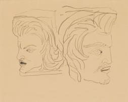 Alexis Preller; Two Heads Sketch