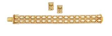 9k yellow gold bracelet and earrings