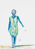 Nelson Makamo; Girl Walking (Green/Blue)