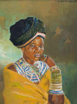 George Milwa Mnyaluza Pemba; Portrait of a Woman in Traditional Dress