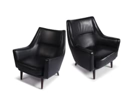 Pair of Ib Kofod-Larsen easy chairs for Central Møbler, Denmark, 1954