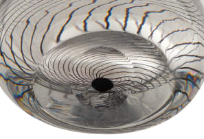 Lars Hellsten double-cased glass vase with spiralling black lines for Kosta Boda, Sweden