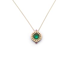 18k yellow gold emerald, tsavorite and ruby pendant