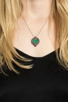 18k yellow gold emerald, tsavorite and ruby pendant