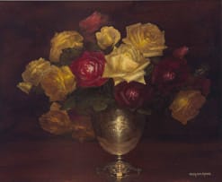 Henry John Dykman; Red and White Roses in a Vase