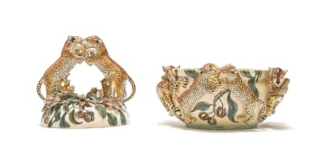 Ardmore Ceramic Studio; Lidded dish with leopards and bush willow