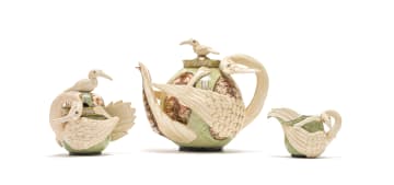 Ardmore Ceramic Studio; Hornbill tea set with four cups