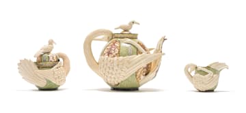 Ardmore Ceramic Studio; Hornbill tea set with four cups