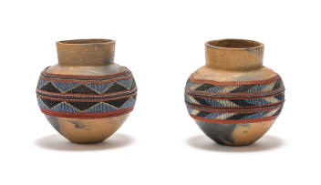 Unknown Artist; Uphiso with copper wire and bead decoration, two