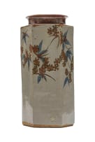 Tim Morris; Hexagonal floor vase with floral decoration