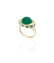 16k yellow gold emerald cabochon ring