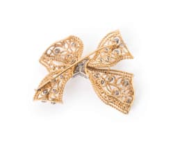 18k two-tone diamond brooch