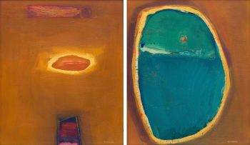 Hermann Niebuhr; Abstract in Orange; Abstract in Blue, two