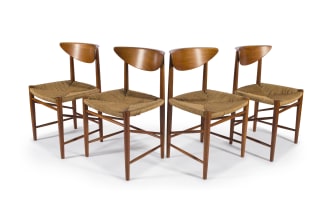 Set of four Peter Hvidt and Orla Mølgaard-Nielsen 'Model 316' teak dining chairs for Søborg Møbelfabriek, Denmark, 1950s