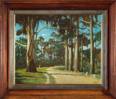 Walter Gilbert Wiles; Winding Roadway with Figure and Gum Trees