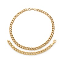 9k yellow gold necklace and bracelet suite