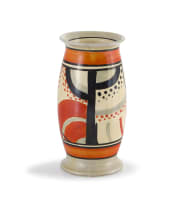 Clarice Cliff; Bizarre vase with 'Red Carpet' pattern