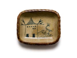 Hylton Nel; Rectangular dish with a deer and house motif