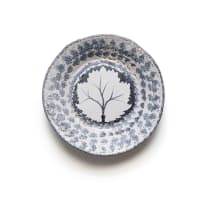 Hylton Nel; Plate with a leaf motif in blue and white