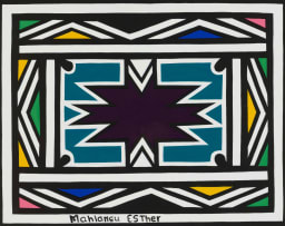 Esther Mahlangu; Untitled (Abstract with Purple and Turquoise)