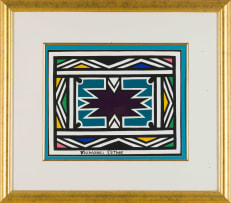 Esther Mahlangu; Untitled (Abstract with Purple and Turquoise)