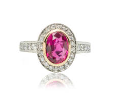 18k two-tone ruby and diamond ring