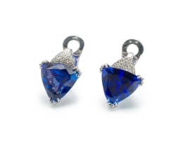 18k white gold tanzanite and diamond earrings