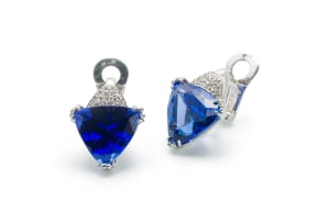 18k white gold tanzanite and diamond earrings