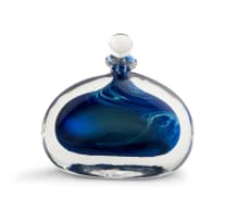 David Reade clear glass scent bottle blown with a blue swirl