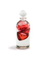 David Reade clear glass scent bottle blown with a red swirl