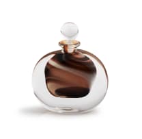 David Reade clear glass scent bottle blown with brown and white swirl