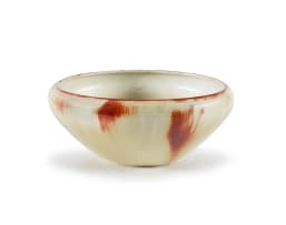 Linn Ware/ Ceramic Studio; Large cream- and russet-glazed bowl