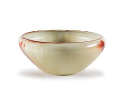 Linn Ware/ Ceramic Studio; Large cream- and russet-glazed bowl