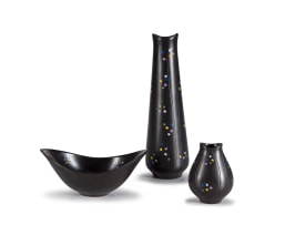 Hjordis Oldfors; Set of two vases and a bowl from the 'Poang' series